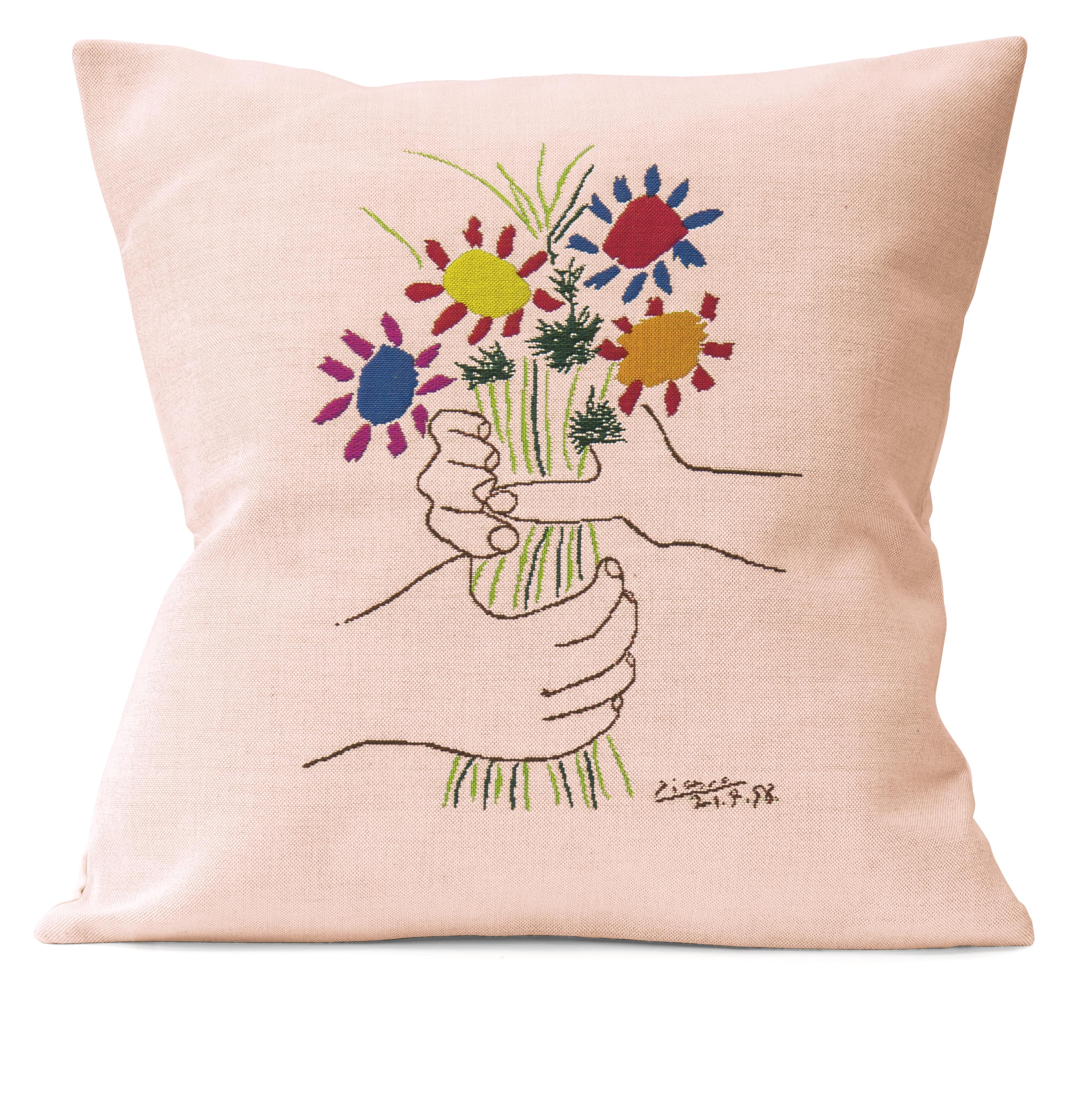 Kissenhülle "Hände mit Blumenstrauß" - Picasso