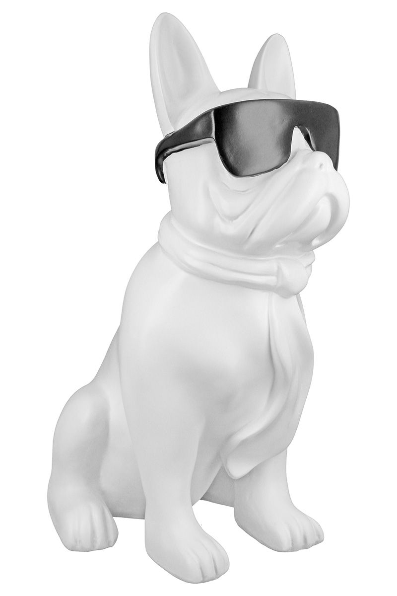 Mops-Skulptur Cool Dog weiss
