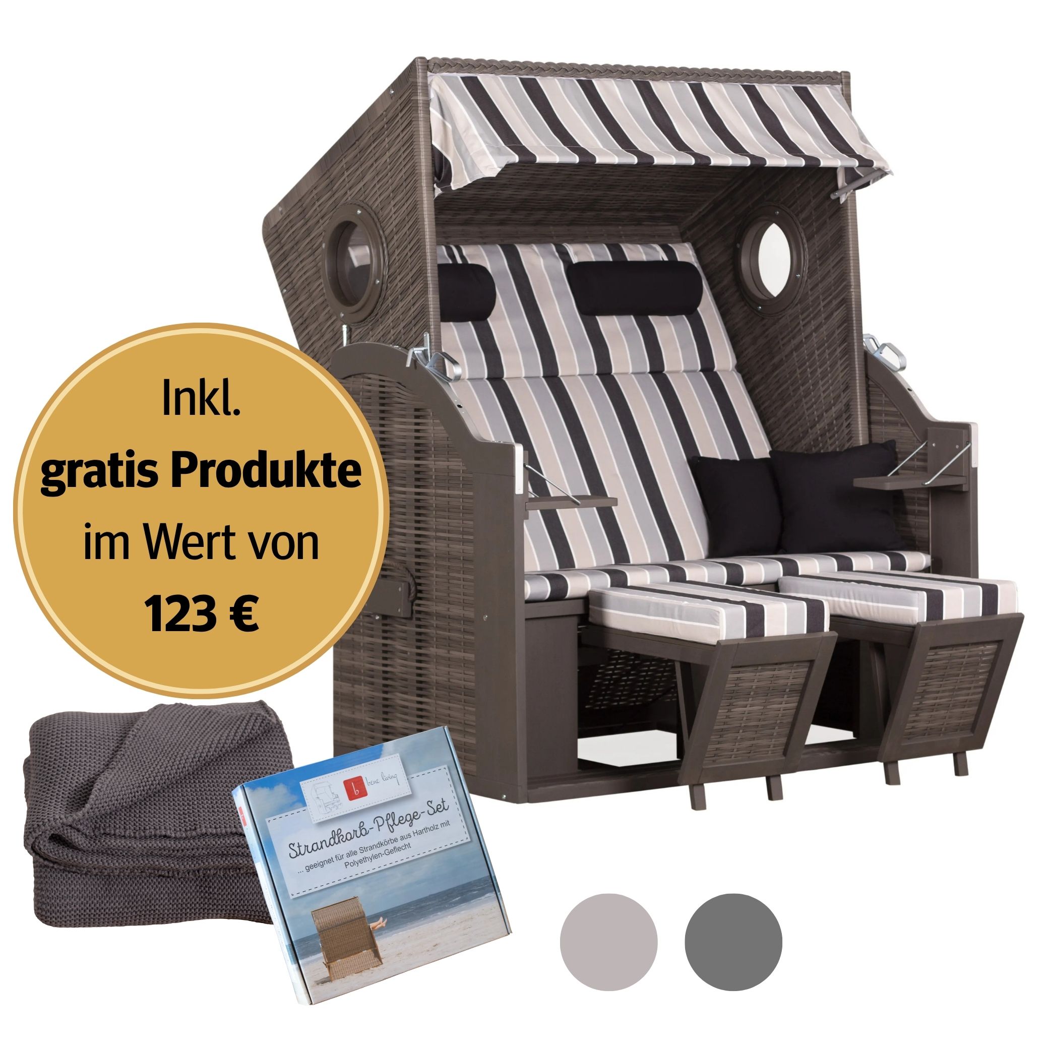 Strandkorb 2-Sitzer | Pinienholz – PURE® Wave XL