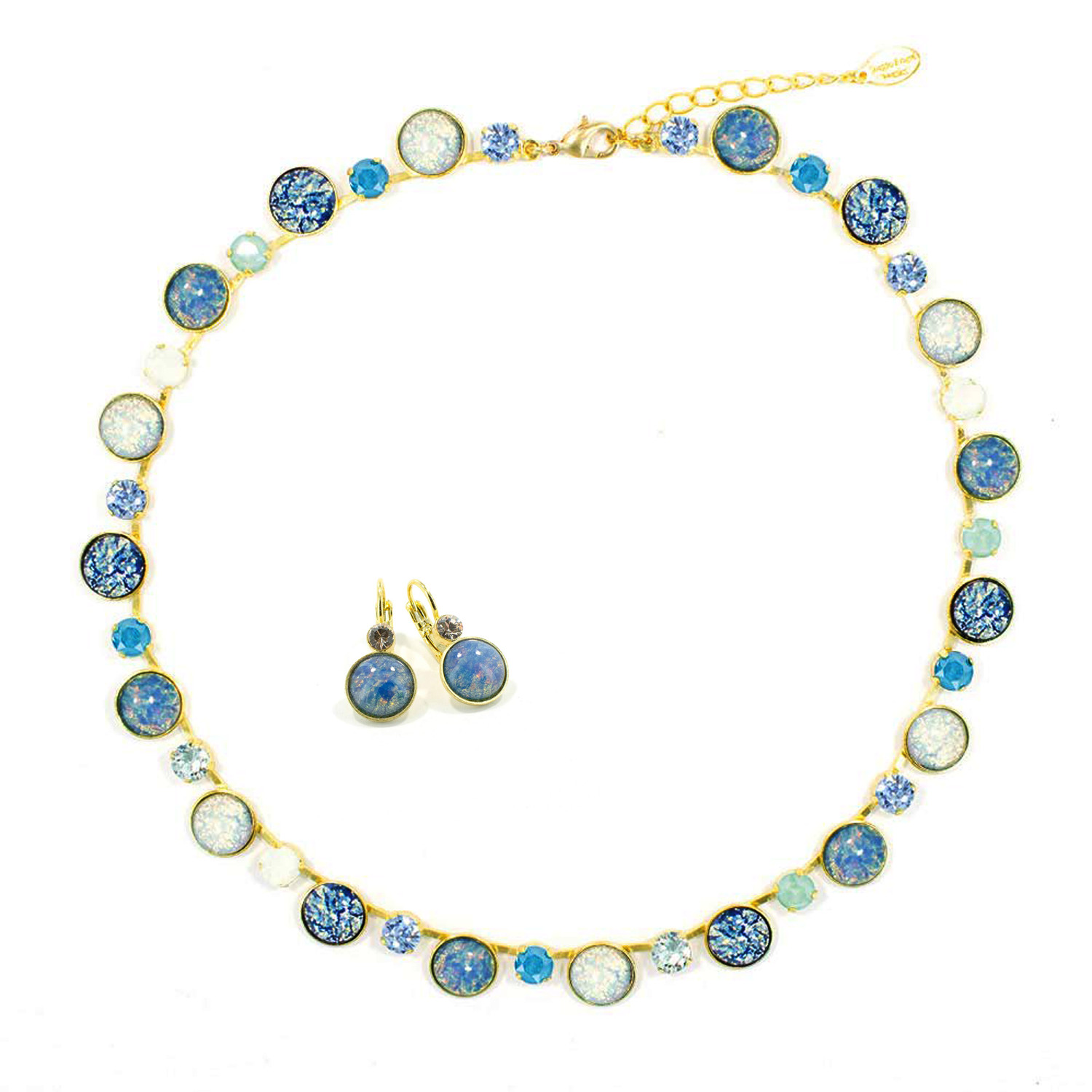 Schmuckset Kette & Ohrringe | vergoldet | 01 Bohemia blau