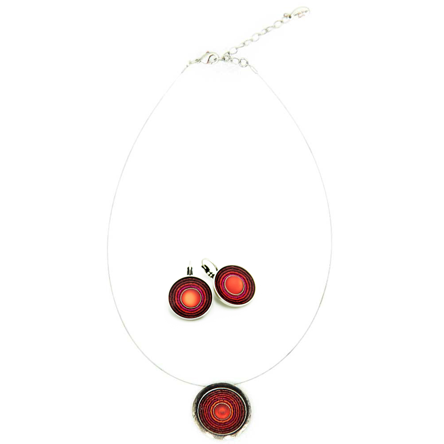 Schmuckset | Kette & Ohrringe rot – India Antik