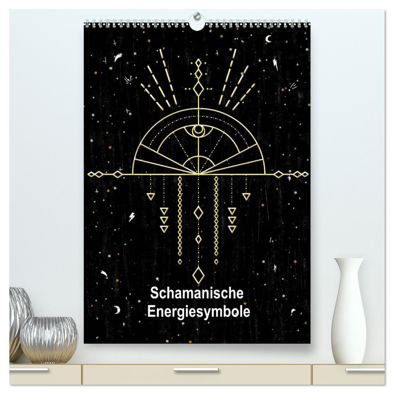 Schamanische Energiesymbole (hochwertiger Premium Wandkalender 2024 DIN A2 hoch), Kunstdruck in Hochglanz Energiesymbole, entstanden aus der Verbindung von Schamanismus und heiliger Geometrie