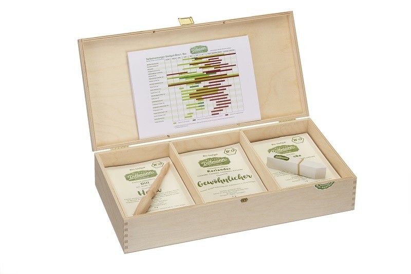 Bio-Saatgut-Box aus Holz: „Selbstversorger“ L-Bio