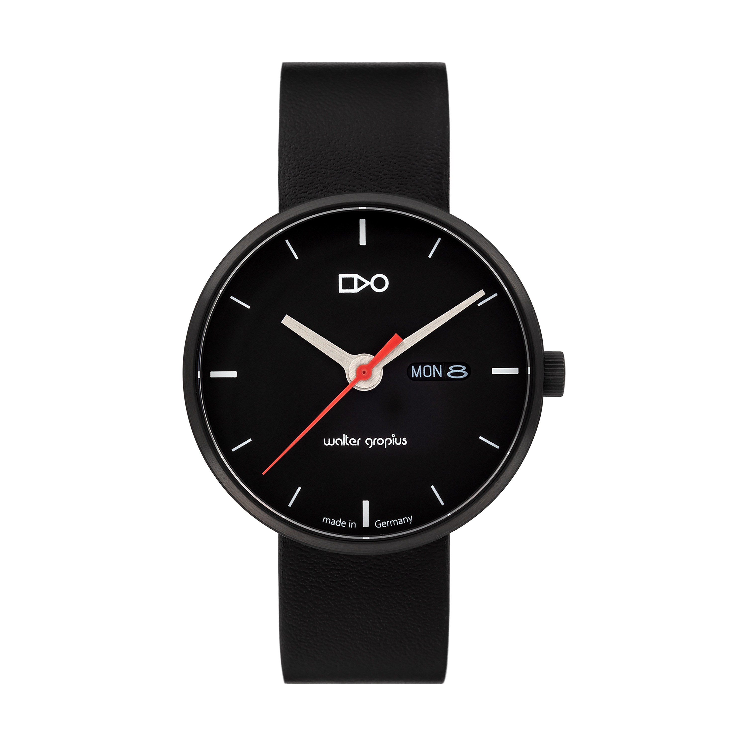 Armbanduhr | schwarz | Simplex Lederarmband – Walter Gropius