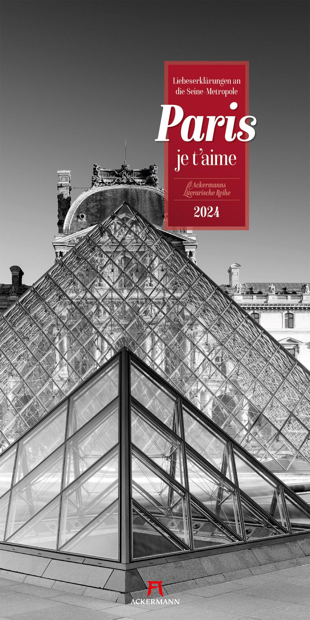 Paris, je t´aime - Literatur-Kalender 2024 Maße (B/H): 33 x 66 cm, Wandkalender