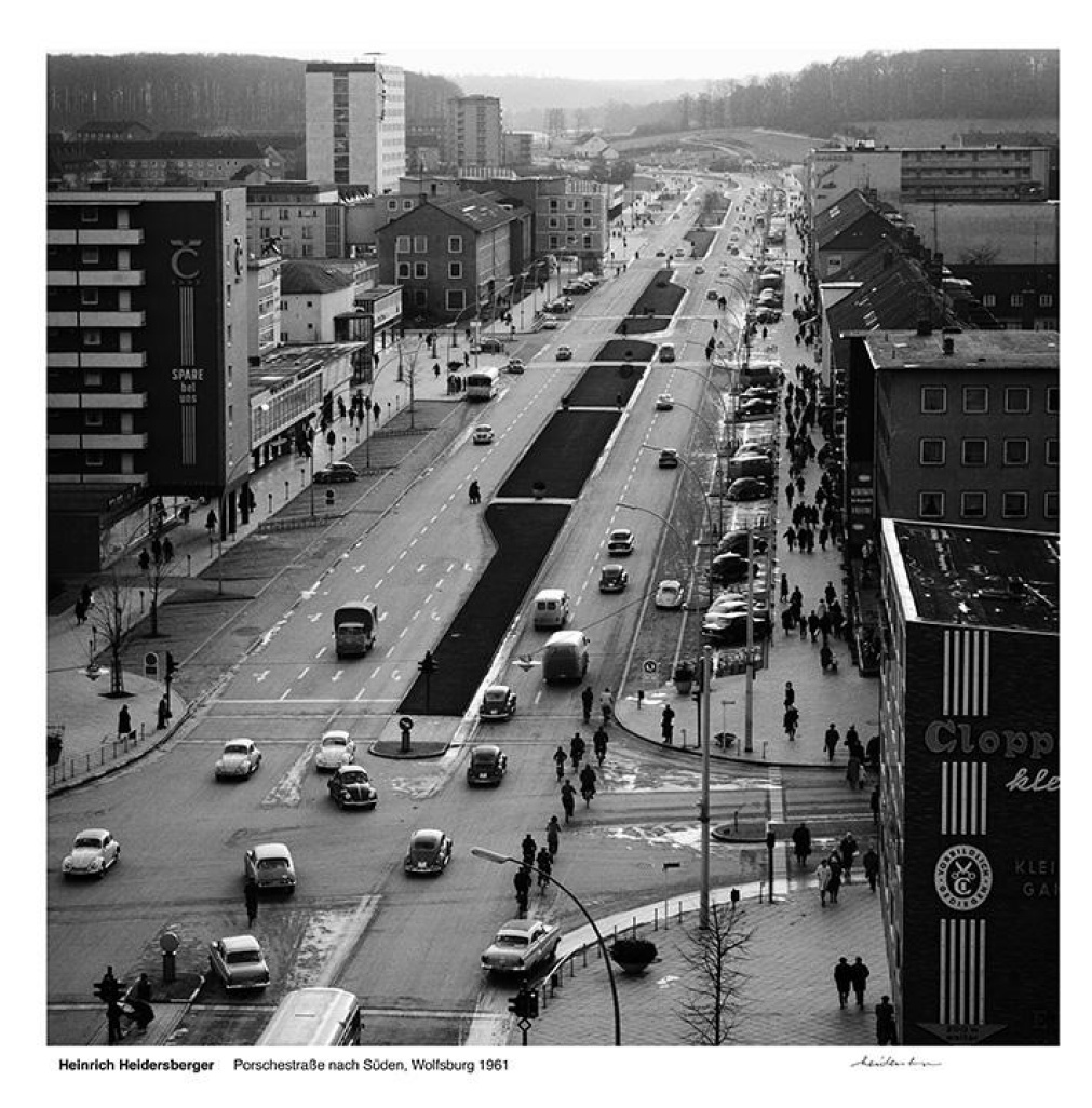 Poster | Porschestraße Richtung Süden, Wolfsburg 1963 | H. Heidersberger