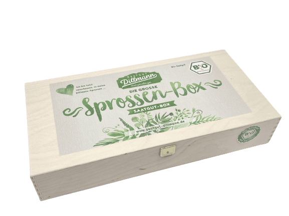 Bio-Saatgut-Box Holz: "Grosse Sprossenbox L"