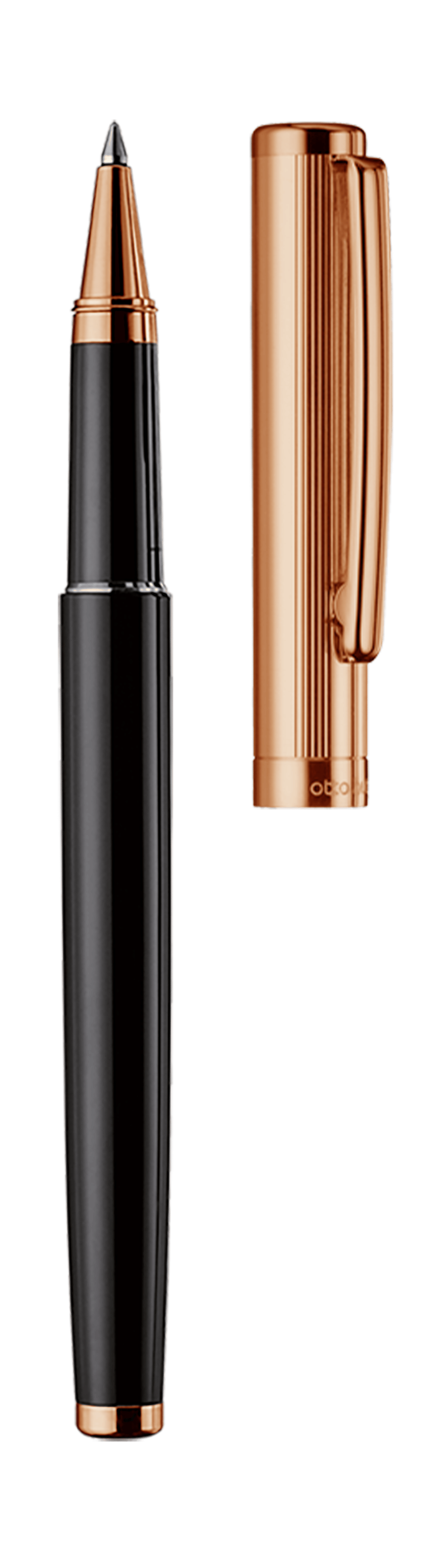 Tintenroller schwarz lackiert/rosè vergoldet - Design 01