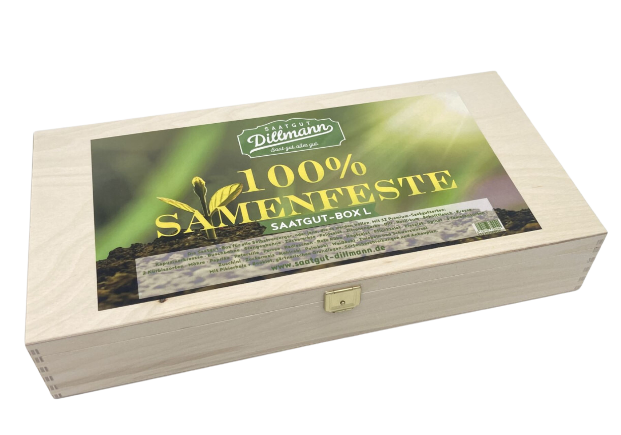 Saatgut-Box aus Holz: "100% Samenfest" Saatgut-Box aus Holz: "100% Samenfest"